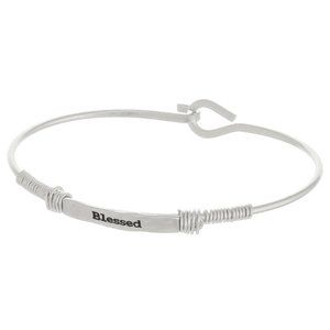 Engraved Message Metal Wire Wrapped Hook Bracelet